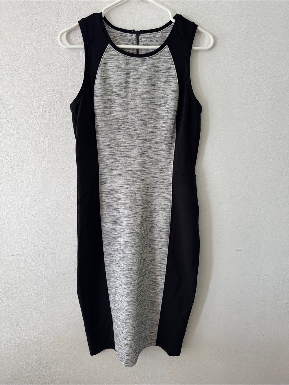 Athleta Black and Heather Gray Bodycon Point Dress Sz S